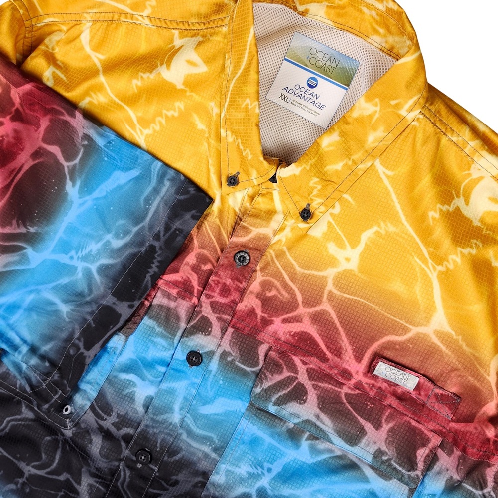 Ocean Coast Advantage Men XXL SS Button Up Shirt Fishing UPF Performance Outdoor